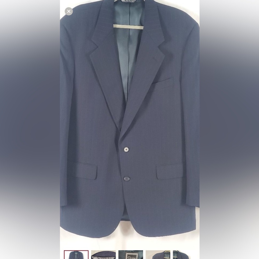 🌟HP🌟Christian Dior Pinstripe Suit Jacket in Black 2 Buttons PTP 22-23 L 31
